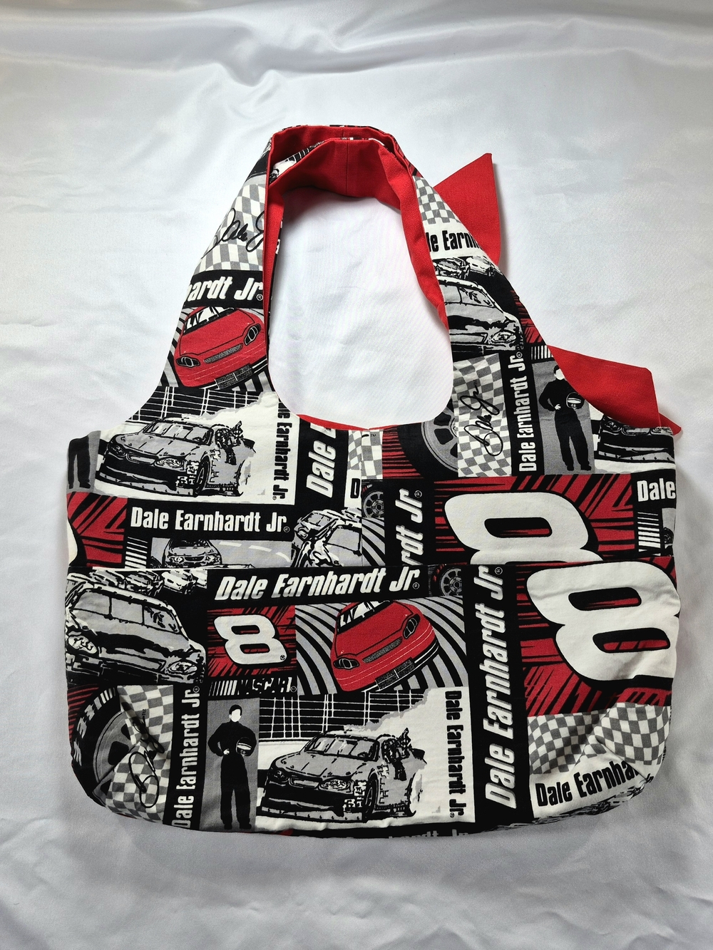 NWOT Handmade Dale Earnhardt Jr. #8 NASCAR Reversible Knot Shoulder Bag - Picture 2 of 7